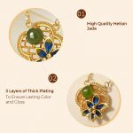Buddha Stones 925 Sterling Silver Four Leaf Clover Flower Hetian Cyan Jade Pearl Healing Necklace Pendant Bracelet Earrings Set Bracelet Necklaces & Pendants BS 5
