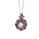 Buddha Stones 999 Sterling Silver Peony Flower Pearl Healing Necklace Pendant Necklaces & Pendants BS 6