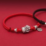 Buddha Stones 925 Sterling Silver PiXiu Fu Character Wealth Luck Handmade Braided Bracelet Bracelet BS 2