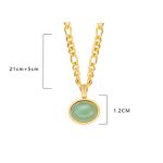 Buddha Stones Oval Turquoise Strength Titanium Steel Necklace Pendant Necklaces & Pendants BS 14