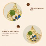 Buddha Stones 925 Sterling Silver Natural Hetian Cyan Jade Flower Luck Necklace Pendant Ring Earrings Set Bracelet Necklaces & Pendants BS 4