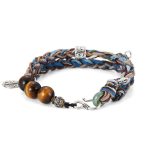 Buddha Stones 925 Sterling Silver Tiger's Eye Colorful Cotton Rope Handmade Willpower Bracelet Bracelet BS 3