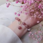 Buddha Stones Natural Strawberry Quartz Pearl Four Leaf Clover Love Bracelet