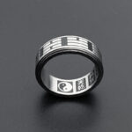 Buddha Stones Bagua Yin Yang Titanium Steel Balance Rotatable Ring Ring BS 11