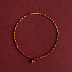 Buddha Stones 14K Gold Plated Handmade Red Gold Rope King Kong Knot Braided Luck Bracelet Bracelet BS 17-18cm