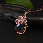 Buddha Stones Peacock Amber Fortune Love Necklace Pendant Ring Necklaces & Pendants BS Necklace