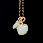 Buddha Stones Natural Hetian White Jade Luck Money Bag Necklace Pendant Necklaces & Pendants BS 7