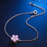Buddha Stones 925 Sterling Silver Cherry Blossom Blessing Chain Bracelet Rotatable Ring Bracelet BS 5