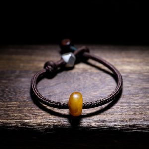 Buddha Stones 925 Sterling Silver Chinese Zodiac Natal Buddha Natural Amber Clear Anxiety Bracelet Bracelet BS Rooster-Acalanatha 22cm