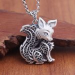Buddha Stones Tibet 999 Sterling Silver Fox Pattern Two-sided Blessing Necklace Necklaces & Pendants BS 1