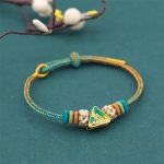 Buddha Stones Handmade Eight Thread Peace Knot Peach Blossom Knot Luck Rope Braided Bracelet Bracelet BS A Panorama Of Rivers And Mountains(Mountain Accessory) (Wrist Circumference 14-18cm)