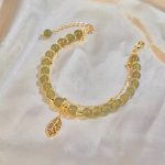 Buddha Stones Jade Leaf Ginkgo Tulip Peanut Fu Character Luck Beaded Bracelet