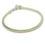 Buddha Stones Two-Color Rope Handcrafted Eight Thread Peace Knot Bracelet Bracelet BS Green Gold(Wrist Circumference 17cm)