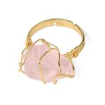 Buddha Stones Natural Crystal Gemstone Amethyst Adjustable Ring Rings BS Rose Quartz