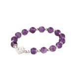 Buddha Stones 925 Sterling Silver Natural Amethyst Lotus Spiritual Bracelet Bracelet BS 5