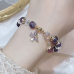 Buddha Stones Natural Amethyst Crystal Spiritual Butterfly Charm Bracelet Bracelet BS 1
