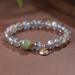 Buddha Stones Chinese Zodiac Natal Buddha 925 Sterling Silver Natural Moonstone Hetian Jade Positive Bracelet Bracelet BS 3