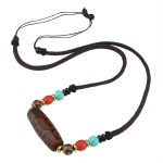 Buddha Stones Tibetan Nine-Eye Dzi Bead Three-eyed Dzi Bead Protection String Necklaces Pendant Necklaces & Pendants BS 12