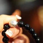 Buddha Stones 925 Sterling Silver Black Onyx Bead Character Engraved Protection Bracelet Bracelet BS 5