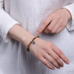 Buddha Stones 925 Sterling Silver Natural Golden Sea Willow Zakiram Goddess of Wealth Lucky fortune Fu Character Success Bracelet 6