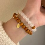 Buddha Stones Sandalwood Cat's Eye Fu Character Charm Protection Bracelet Bracelet BS 18