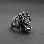 Buddha Stones Dragon Balance Titanium Steel Ring Rings BS 3