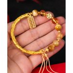 Buddha Stones Natural Tiger Eye Citrine Abacus Charm Protection Bracelet Bracelet BS 4