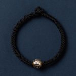 Buddha Stones 925 Sterling Silver Tibet Handmade Om Mani Padme Hum Luck Protection King Kong Knot Braided Bracelet Bracelet BS Simple Version Black 18cm