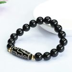 Buddha Stones Tibetan Nine-Eye Dzi Bead Black Onyx Power Bracelet Bracelet BS 5