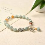 Buddha Stones 925 Sterling Silver Natural Jade Amber PiXiu Pony Success Bracelet Bracelet BS 4
