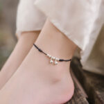 Buddha Stones 925 Sterling Silver Red String Braid Bell Charm Anklet Anklet BS 16