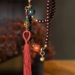 Buddha Stones 108 Mala Beads Natural Tibet Purple Bodhi Seed Auspiciousness Bracelet Mala Bracelet BS 5
