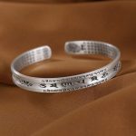 Buddha Stones 999 Sterling Silver Om Mani Padme Hum Lotus Wisdom Bracelet Bangle Bracelet Bangle BS 6