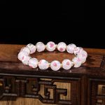 Buddha Stones Gold Swallowing Beast Family Pink Love Heart Luminous Fluorescent Liuli Glass Bead Bracelet Bracelet BS Pink Simple Version