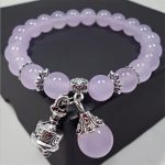 Buddha Stones Vintage Crystal Chalcedony Stone Energy Beaded Bell Charm Bracelet Bracelet BS 11