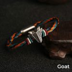 Buddha Stones Handmade 999 Sterling Silver Year of the Dragon Chinese Zodiac Protection Colorful Reincarnation Knot Rope Bracelet Bracelet BS Goat 19cm