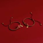 Buddha Stones Natural Cinnabar Peace Buckle Fu Character Charm Blessing Braided Bracelet Bracelet BS 9