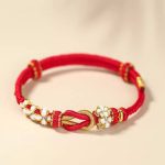 Buddha Stones Handmade Peach Blossom Knot Eight Thread Peace Knot Luck Protection Bracelet Bracelet BS Red(Wrist Circumference 15-19cm)