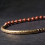 Buddha Stones Red Jasper Moss Agate Black Obsidian Crystal Copper Peace Couple Bracelet Bracelet BS 7