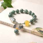 Buddha Stones 925 Sterling Silver Cyan Jade Amber Success Bracelet Bracelet BS 3