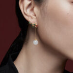 Buddha Stones Vintage White Jade Red Agate Bead Blessing Drop Dangle Earrings Earrings BS 5