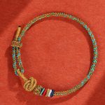 Buddha Stones Handmade Dunhuang Colorful Rope Protection Braid String Bracelet Bracelet BS A Panorama Of Rivers And Mountains Color Rope(Wrist Circumference 14-19cm)