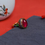 Buddha Stones 925 Sterling Silver Red Corundum Courage Ring Rings BS 5