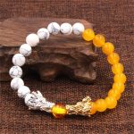 Buddha Stones White Turquoise Lava Rock Dragon Blessing Beaded Bracelet Bracelet BS 10