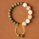 Buddha Stones Natural Green Sandalwood Bodhi Seed Cat Paw Claw Cure Bracelet Bracelet BS Green Sandalwood&Bodhi Seed(Wrist Circumference 14-15cm)
