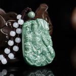 Buddha Stones Natural Jade Guan Gong Amulet Wealth Necklace Pendant Necklaces & Pendants BS 1
