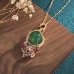 Buddha Stones Cyan Jade Success Necklace Chain Pendant Necklaces & Pendants BS 2