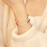 Buddha Stones 925 Sterling Silver Bamboo White Agate Red Agate Bead Protection String Braided Bracelet Bracelet BS 9