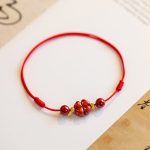 Buddha Stones Four Leaf Clover Cinnabar Blessing Calm String Bracelet Anklet Bracelet BS 16