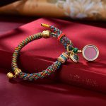 Buddha Stones Tibetan Om Mani Padme Hum Carved Zakiram Goddess of Wealth Charm Amulet Bracelet Bracelet BS Multicolored&Ghau Prayer Box(Wrist Circumference 14-16cm)